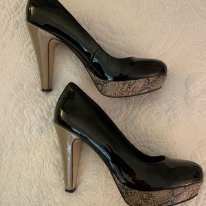 Madden Girl Cleary Black/snakeskin Hi Heel Pump